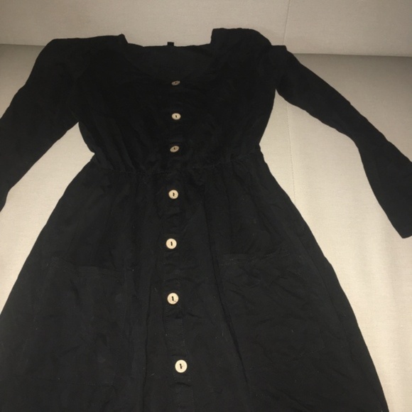 Black Knit Button Down Mini Dress - Picture 2 of 2